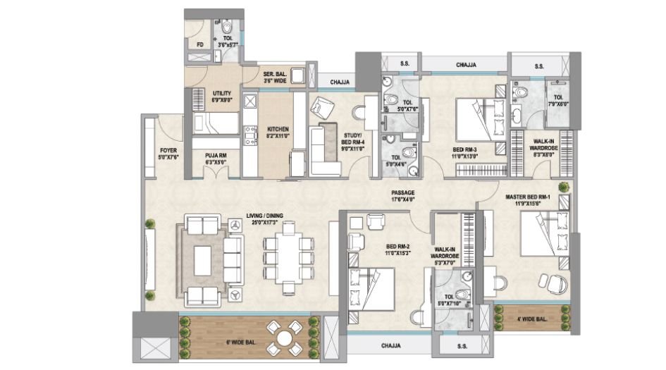 Sai-Codename-Green-Gold-Floor-Plan-4 BHK-1800 Sqft
